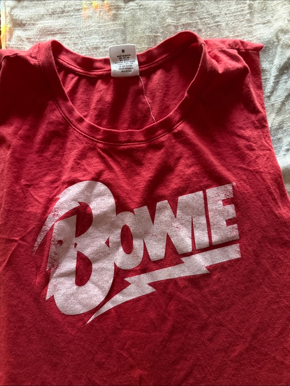 LetLuv Bowie Tank sleeveless muscle tee cut off red M graphic Anthropologie - Picture 3 of 8